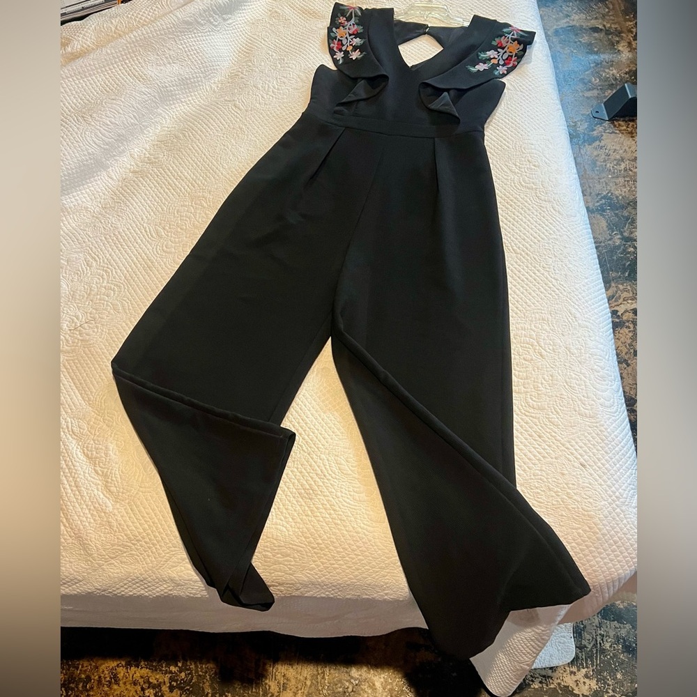 Sugarlips Black Jumpsuit with Floral Detail